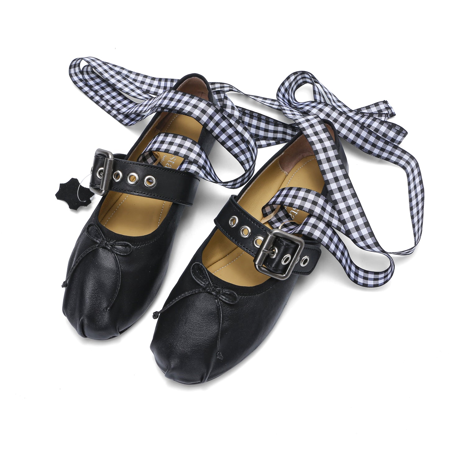 Elegance Genuine Lambskin Buckle Ballet Flats