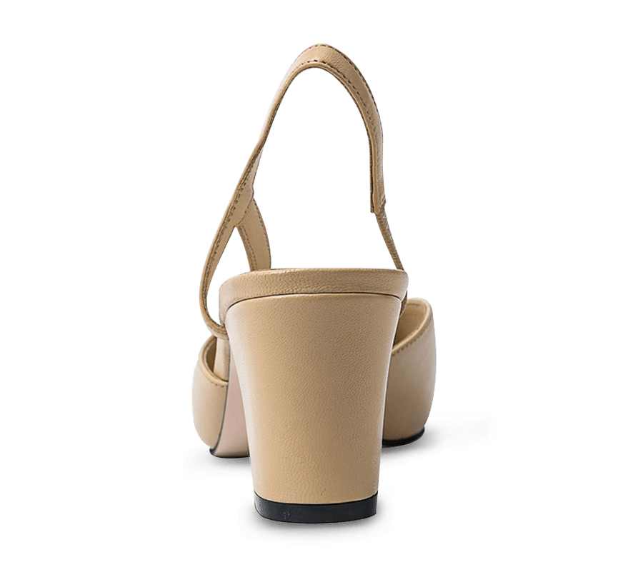 Two Tone Block Heel Slingback Sandals - Kaitlyn Pan Shoes