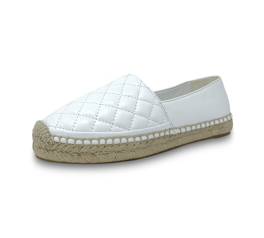 Quilted Leather Espadrille Slip-On Flats - Kaitlyn Pan Shoes