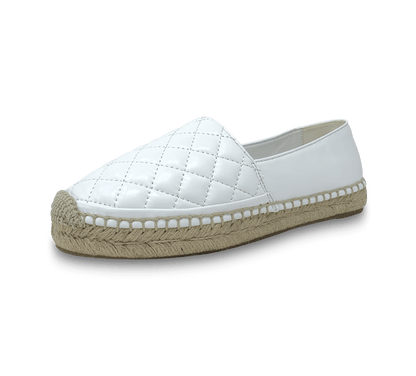 Quilted Leather Espadrille Slip-On Flats - Kaitlyn Pan Shoes
