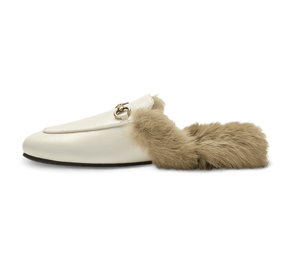 Addy Buckled Flat Mules with Furs - Kaitlyn Pan Shoes