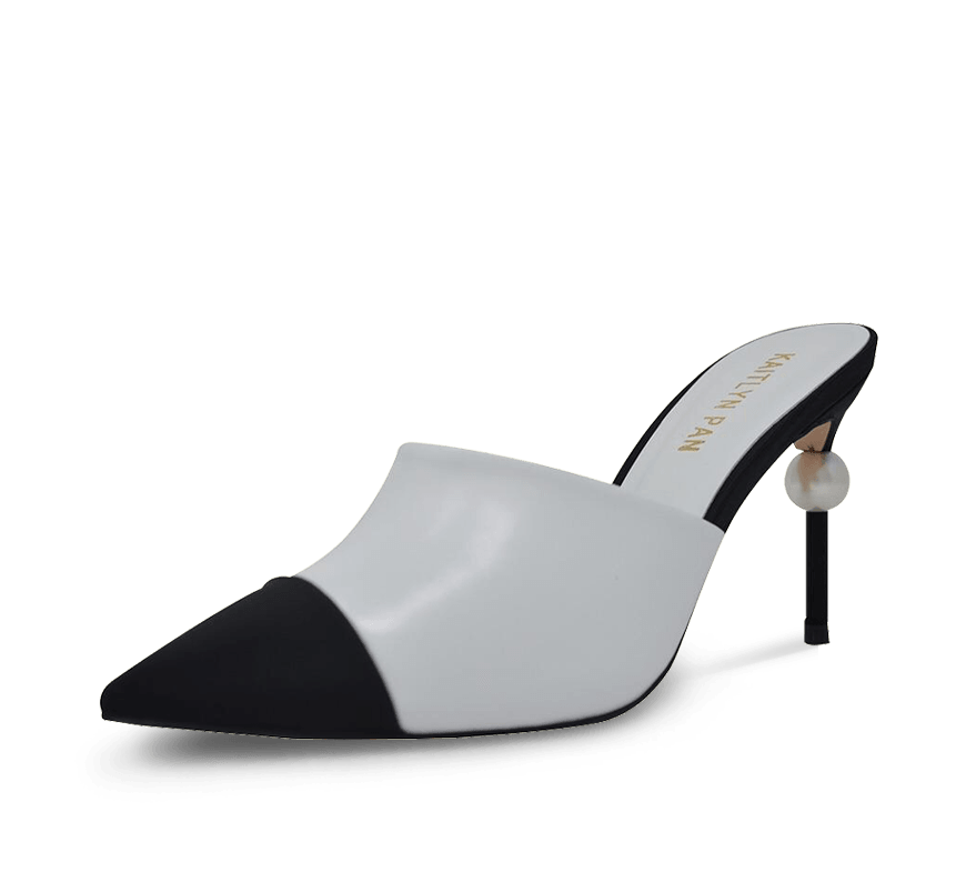 Debbie Two Tone Pearl Mules - Kaitlyn Pan Shoes
