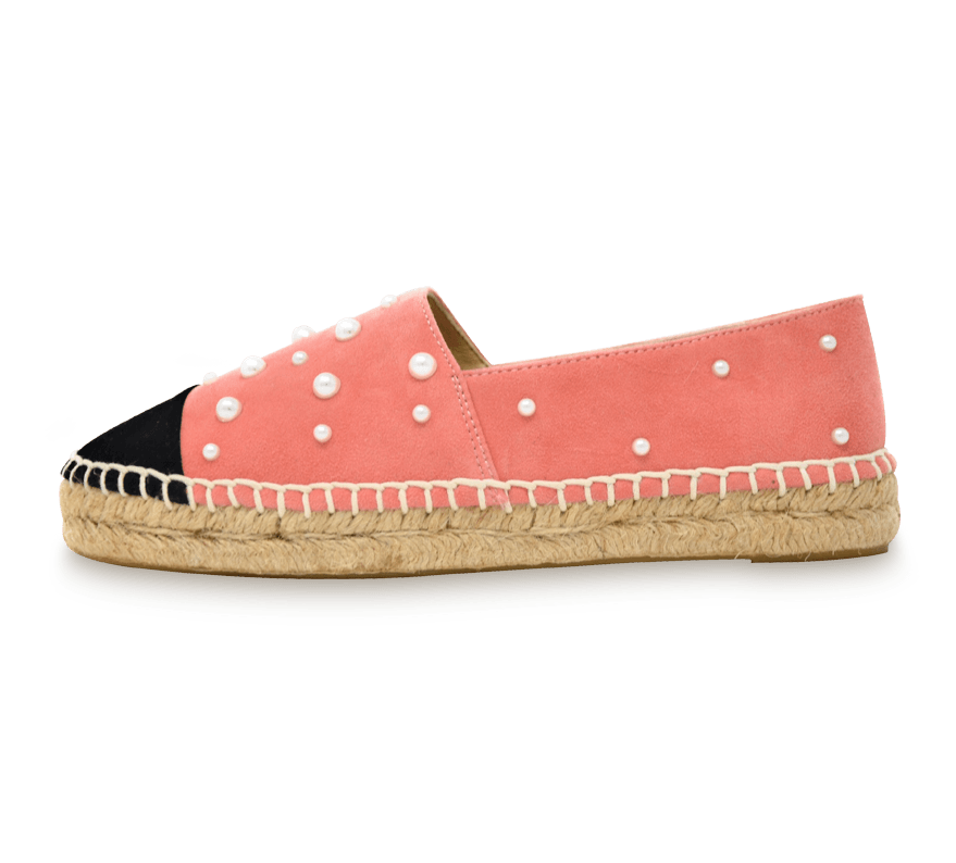 Valerie Suede Espadrille Slip-On with Pearls - Kaitlyn Pan Shoes