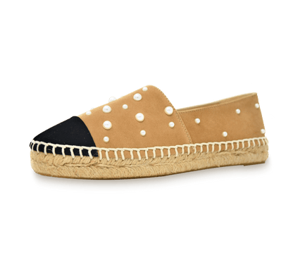 Valerie Suede Espadrille Slip-On with Pearls - Kaitlyn Pan Shoes