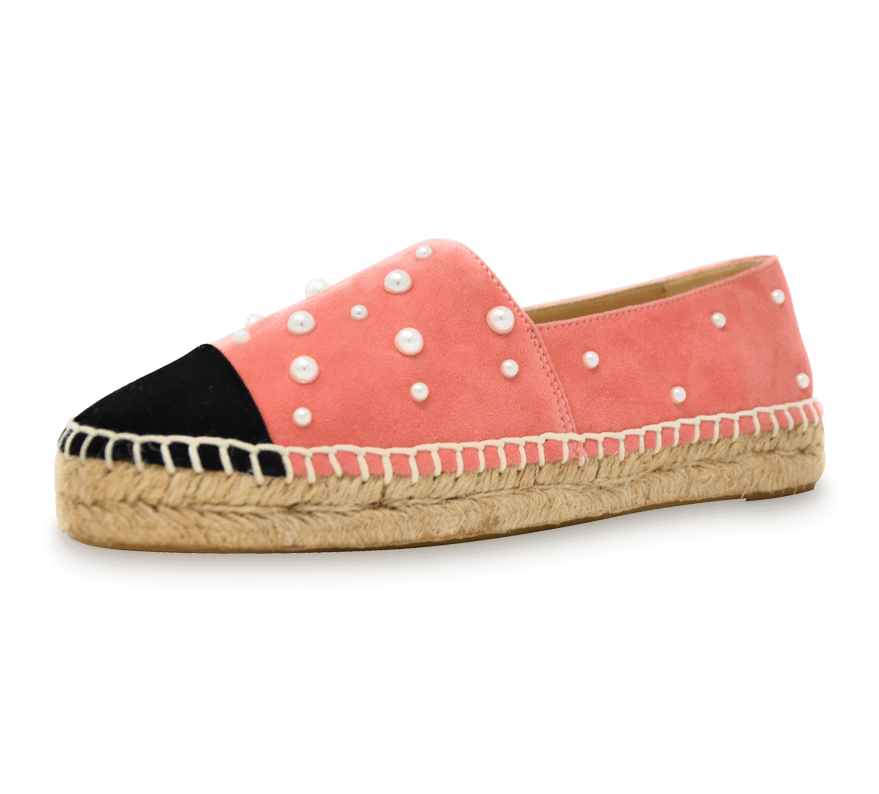 Valerie Suede Espadrille Slip-On with Pearls - Kaitlyn Pan Shoes